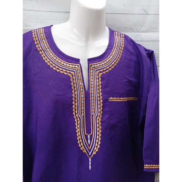 Kirat Mens Kameez Purple Pakistani Indian Qamees Shalwar Kurti Tunic F One Size - Picture 2 of 7